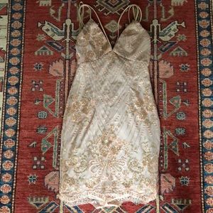 tight rose gold dress